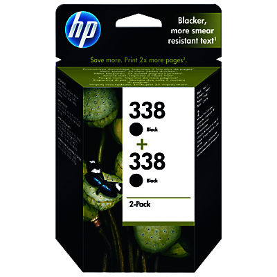 HP 338 Black Inkjet Cartridge, Pack of 2, CB331EE HP 338 Black Inkjet Cartridge, Pack of 2, CB331EE